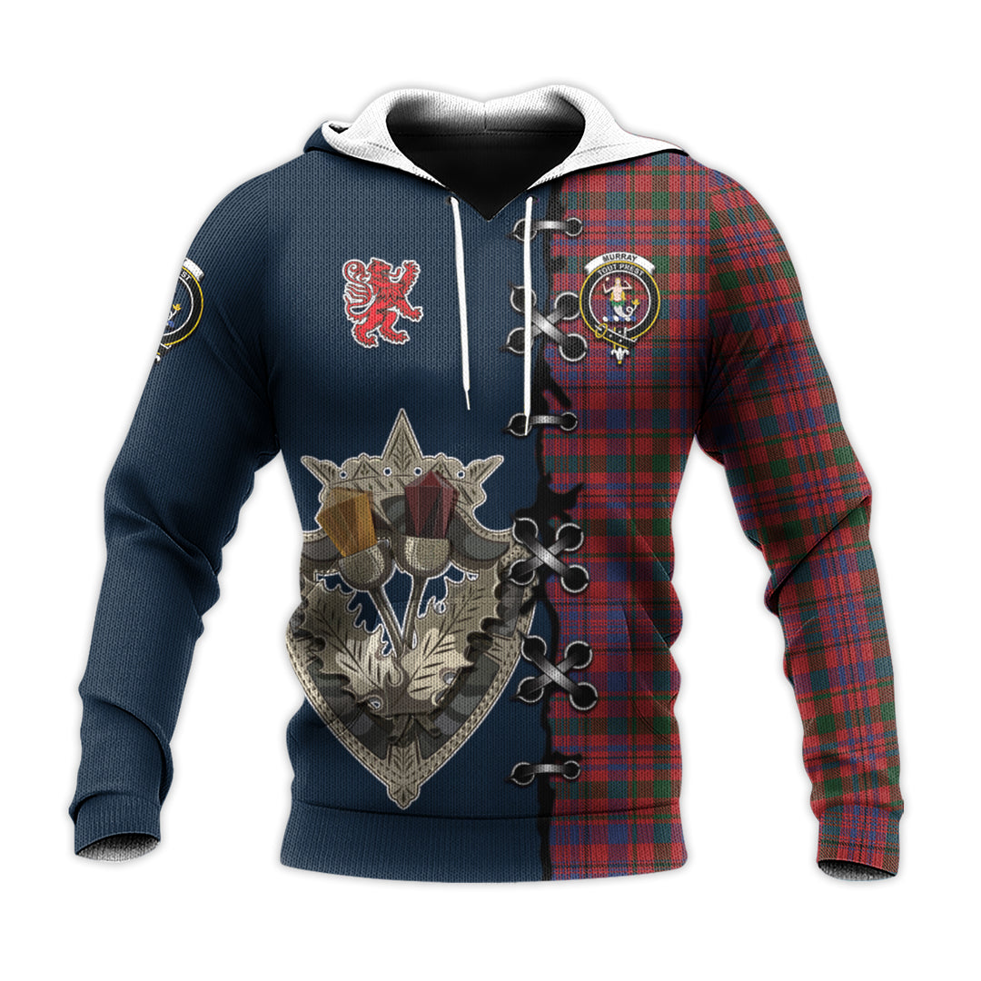 Murray of Tullibardine Tartan Hoodie - Lion Rampant And Celtic Thistle Style