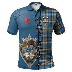 Napier Ancient Tartan Polo Shirt - Lion Rampant And Celtic Thistle Style