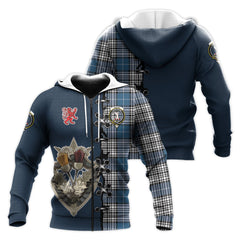 Napier Modern Tartan Hoodie - Lion Rampant And Celtic Thistle Style