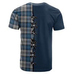 Napier Modern Tartan T-shirt - Lion Rampant And Celtic Thistle Style