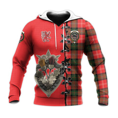 Nesbitt Modern Tartan Hoodie - Lion Rampant And Celtic Thistle Style