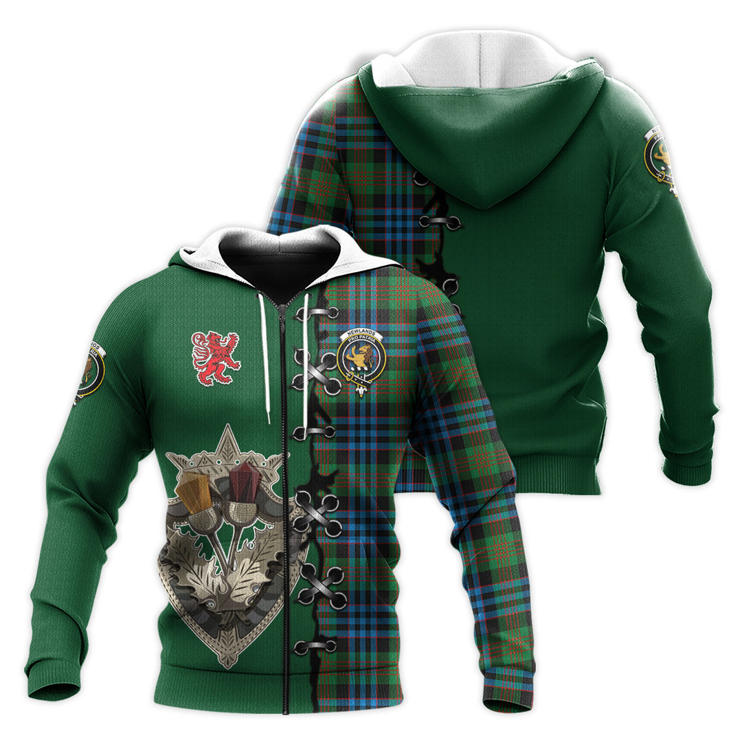 Newlands of Lauriston Tartan Hoodie - Lion Rampant And Celtic Thistle Style