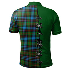 Newlands of Lauriston Tartan Polo Shirt - Lion Rampant And Celtic Thistle Style