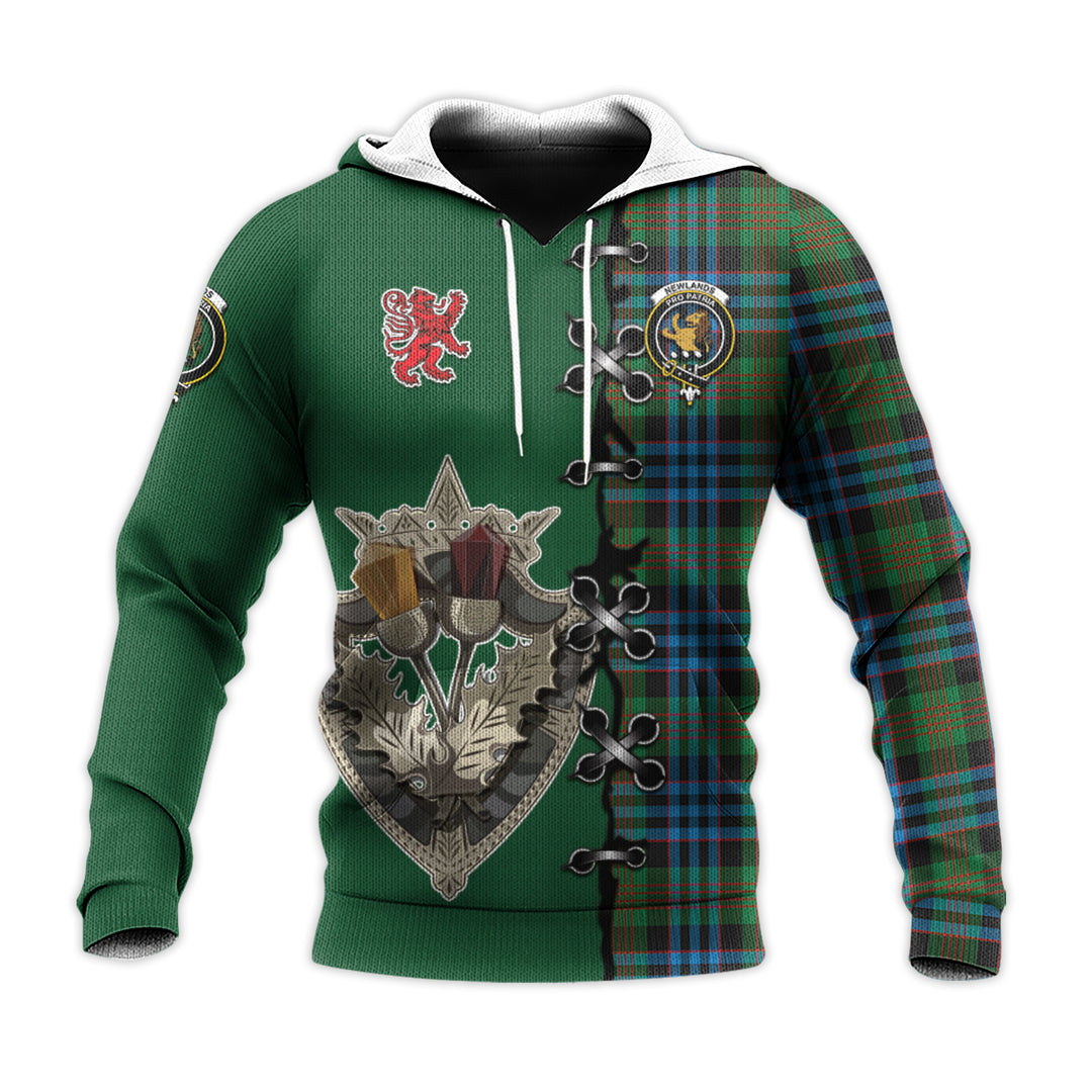 Newlands of Lauriston Tartan Hoodie - Lion Rampant And Celtic Thistle Style