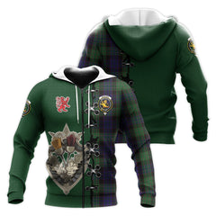 Nicolson Green Hunting Tartan Hoodie - Lion Rampant And Celtic Thistle Style