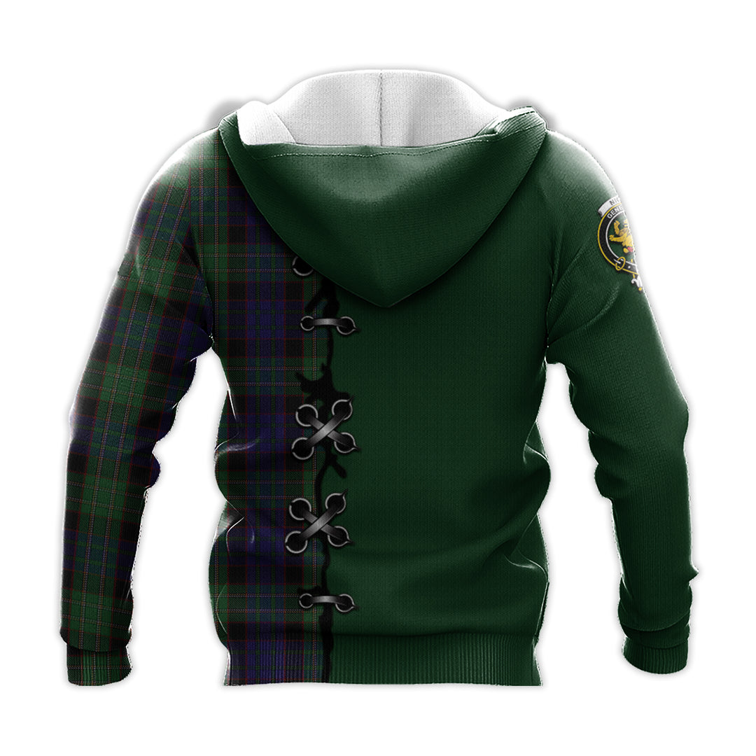 Nicolson Green Hunting Tartan Hoodie - Lion Rampant And Celtic Thistle Style