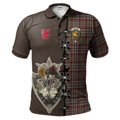 Nicolson Hunting Weathered Tartan Polo Shirt - Lion Rampant And Celtic Thistle Style