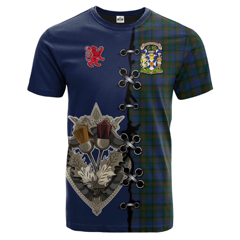 NovaScotia District Tartan T-shirt - Lion Rampant And Celtic Thistle Style