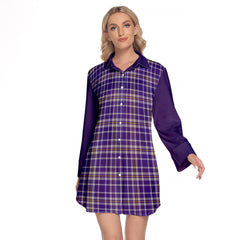 Ochterlony Tartan Women's Lapel Shirt Dress With Long Sleeve