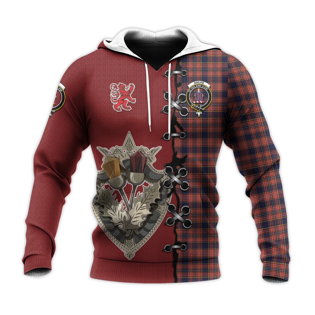 Ogilvie (Ogilvy) Tartan Hoodie - Lion Rampant And Celtic Thistle Style