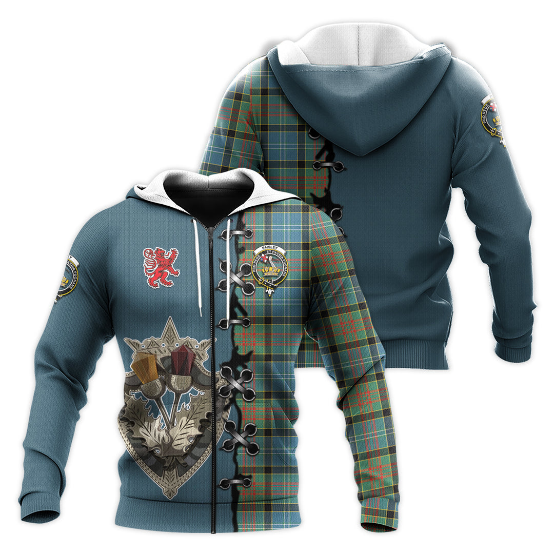 Paisley Tartan Hoodie - Lion Rampant And Celtic Thistle Style