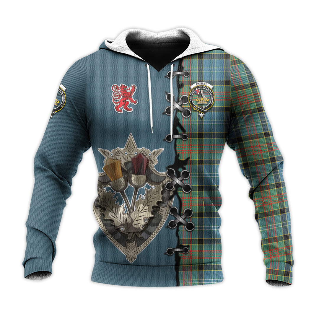 Paisley Tartan Hoodie - Lion Rampant And Celtic Thistle Style