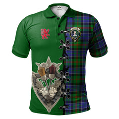 Paterson Tartan Polo Shirt - Lion Rampant And Celtic Thistle Style