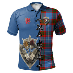 Pennycook Tartan Polo Shirt - Lion Rampant And Celtic Thistle Style