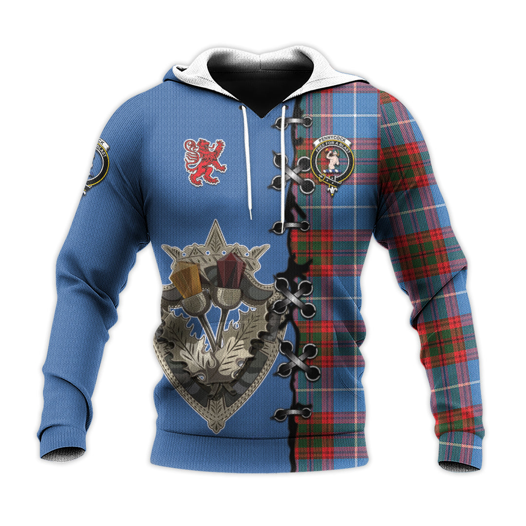 Pennycook Tartan Hoodie - Lion Rampant And Celtic Thistle Style