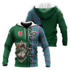 Pitcairn Hunting Tartan Hoodie - Lion Rampant And Celtic Thistle Style