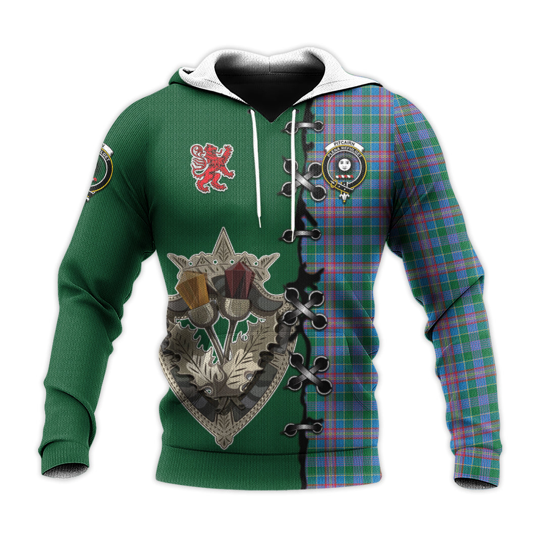 Pitcairn Hunting Tartan Hoodie - Lion Rampant And Celtic Thistle Style