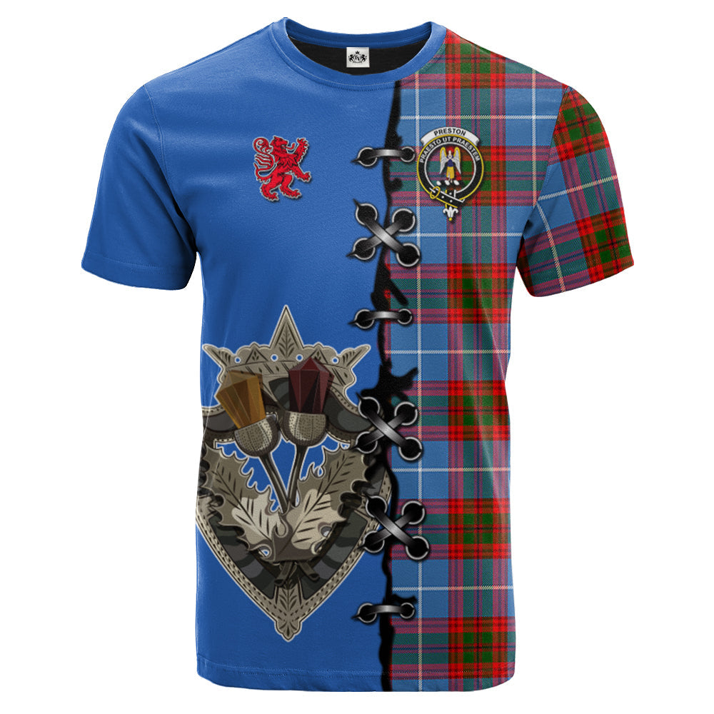 Preston Tartan T-shirt - Lion Rampant And Celtic Thistle Style