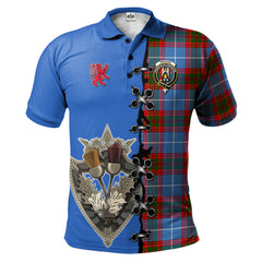 Preston Tartan Polo Shirt - Lion Rampant And Celtic Thistle Style