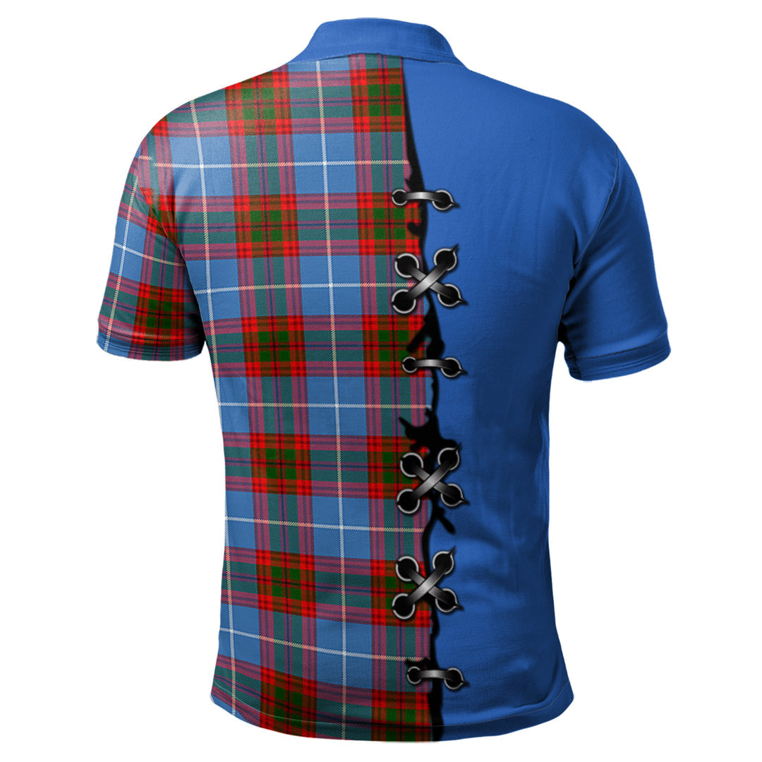 Preston Tartan Polo Shirt - Lion Rampant And Celtic Thistle Style