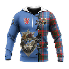 Preston Tartan Hoodie - Lion Rampant And Celtic Thistle Style