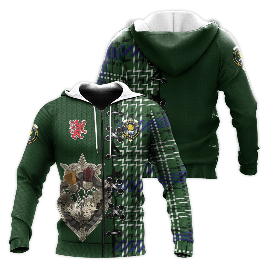 Purves Tartan Hoodie - Lion Rampant And Celtic Thistle Style