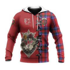 Rait Tartan Hoodie - Lion Rampant And Celtic Thistle Style