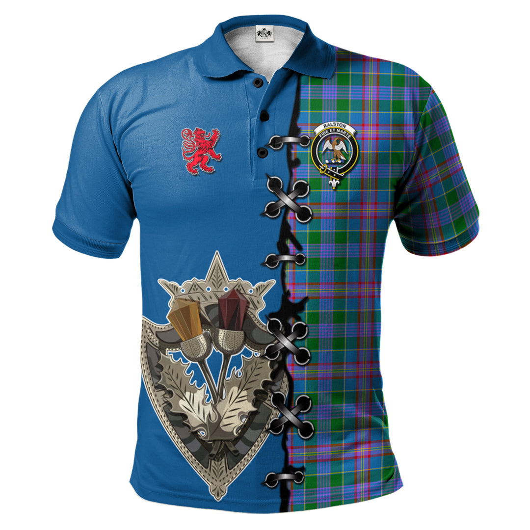 Ralston Tartan Polo Shirt - Lion Rampant And Celtic Thistle Style