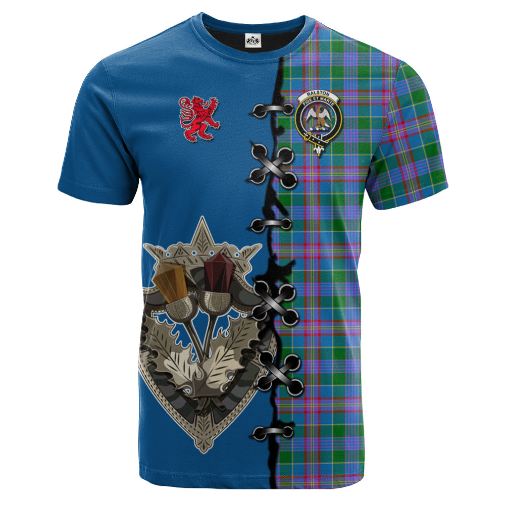 Ralston Tartan T-shirt - Lion Rampant And Celtic Thistle Style