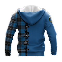 Ramsay Blue Ancient Tartan Hoodie - Lion Rampant And Celtic Thistle Style