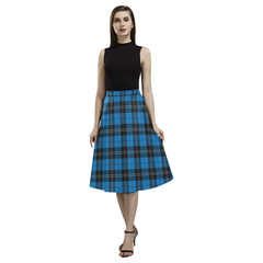 Ramsay Blue Ancient Tartan Aoede Crepe Skirt