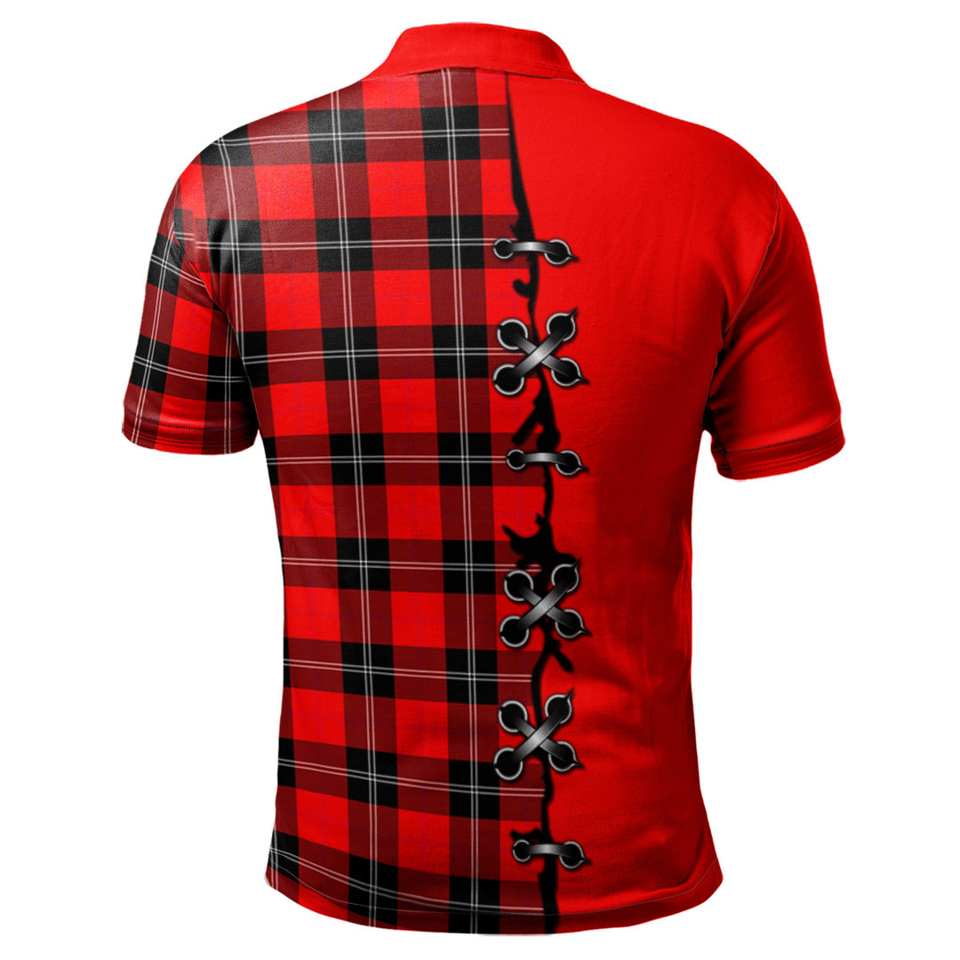 Ramsay Modern Tartan Polo Shirt - Lion Rampant And Celtic Thistle Style