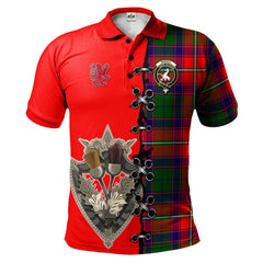 Riddell Tartan Polo Shirt - Lion Rampant And Celtic Thistle Style