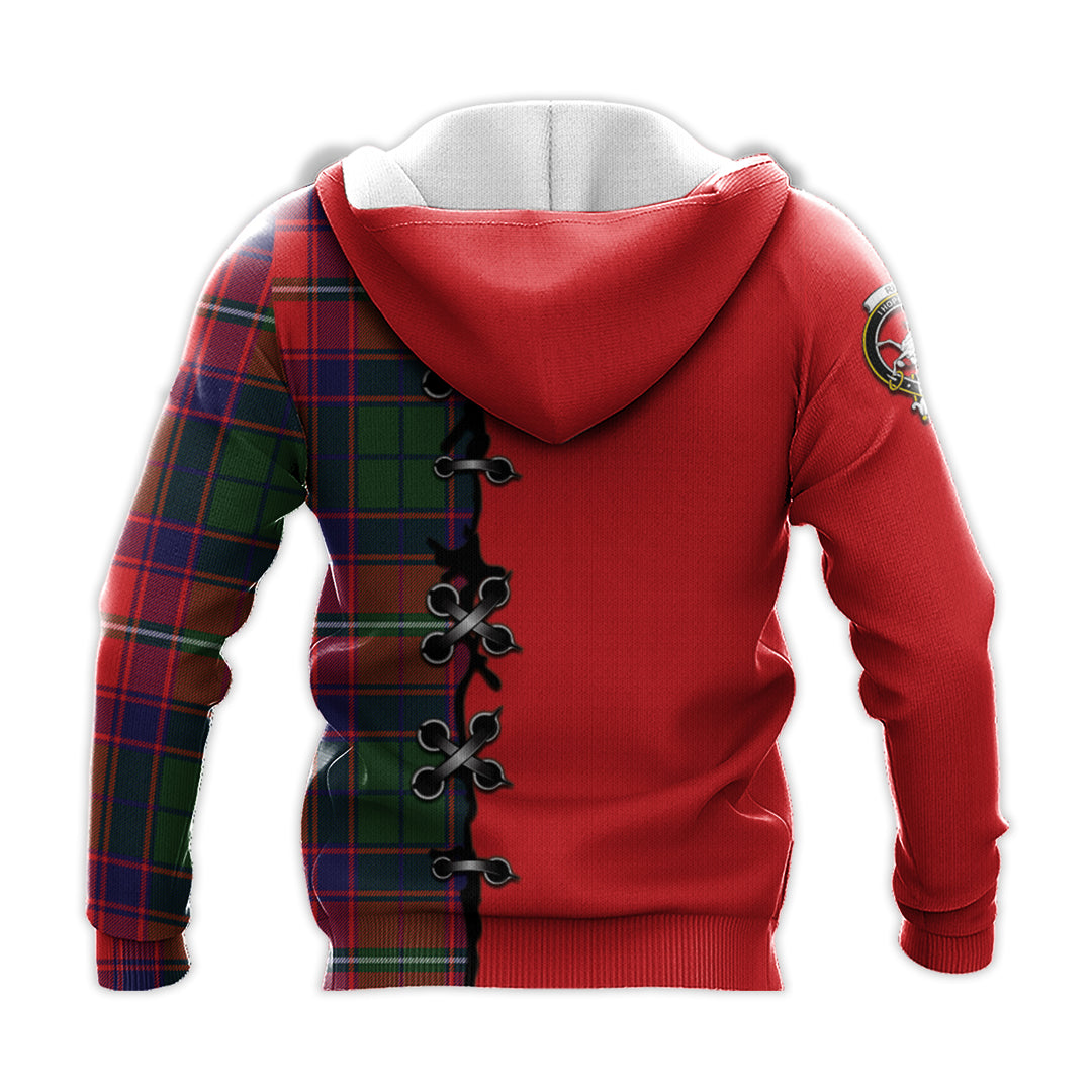 Riddell Tartan Hoodie - Lion Rampant And Celtic Thistle Style