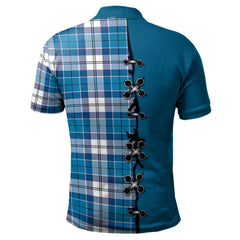 Roberton Tartan Polo Shirt - Lion Rampant And Celtic Thistle Style