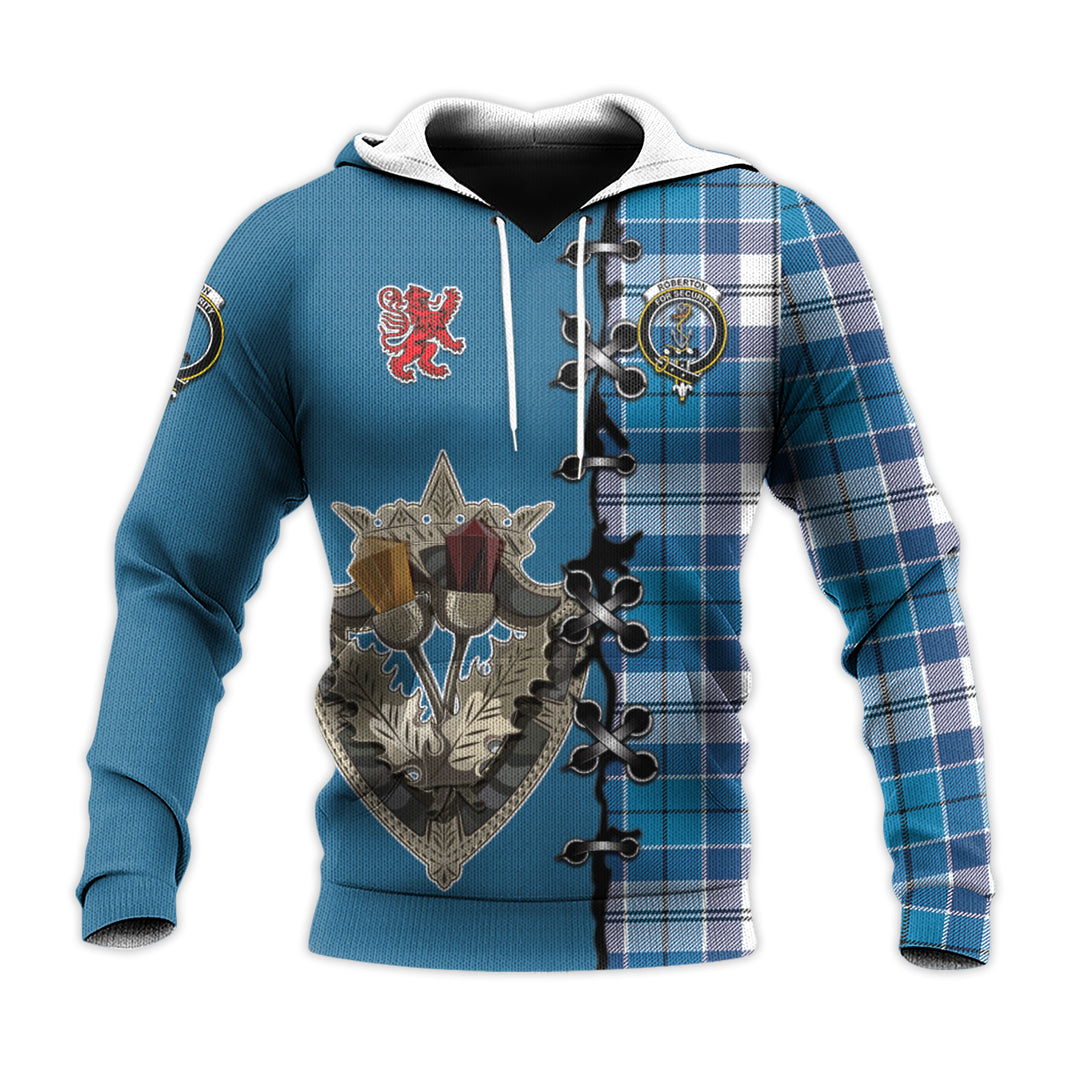 Roberton Tartan Hoodie - Lion Rampant And Celtic Thistle Style