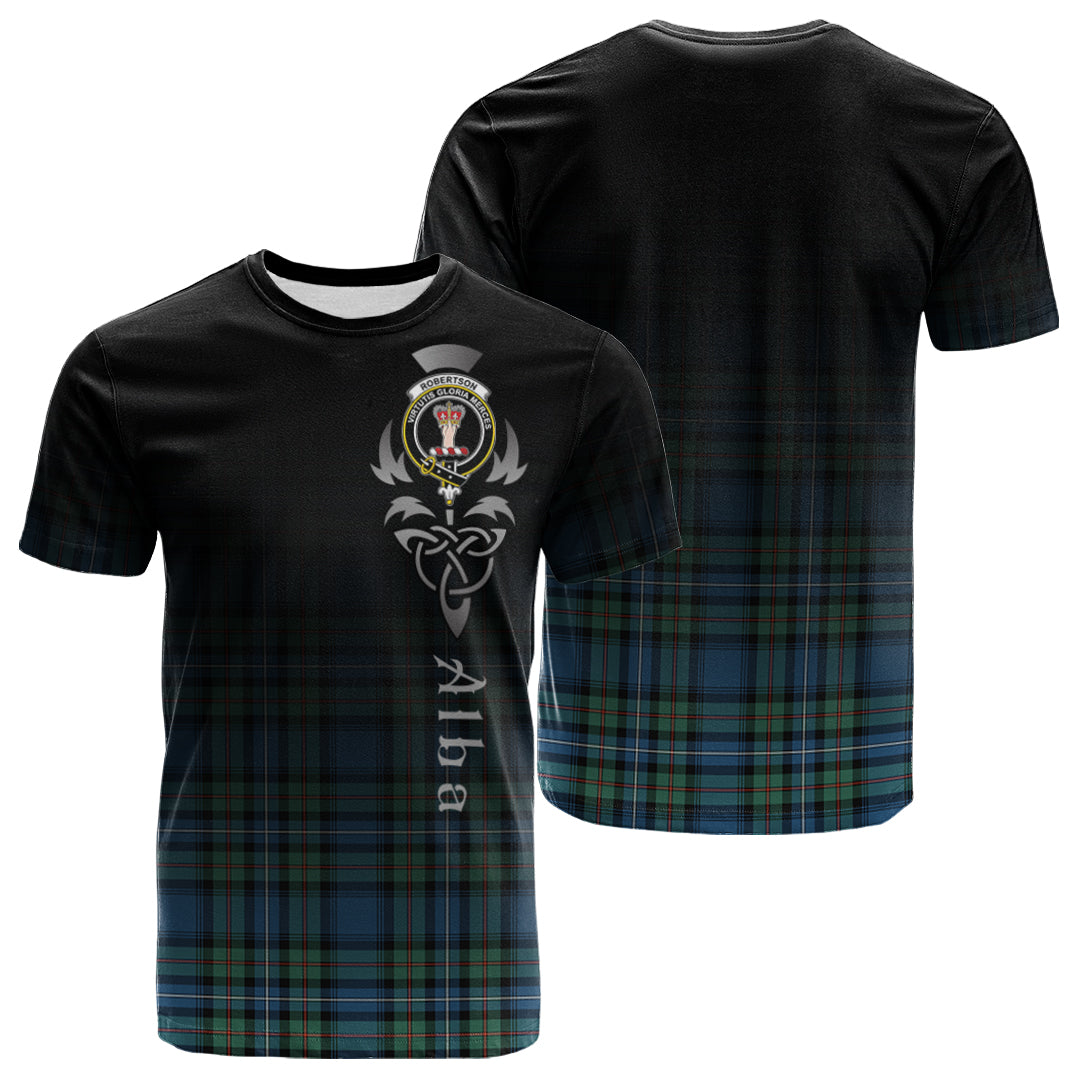 Robertson Hunting Ancient Tartan Crest T-shirt - Alba Celtic Style