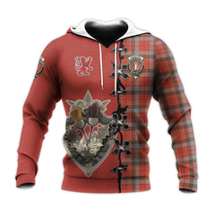 Robertson Weathered Tartan Hoodie - Lion Rampant And Celtic Thistle Style