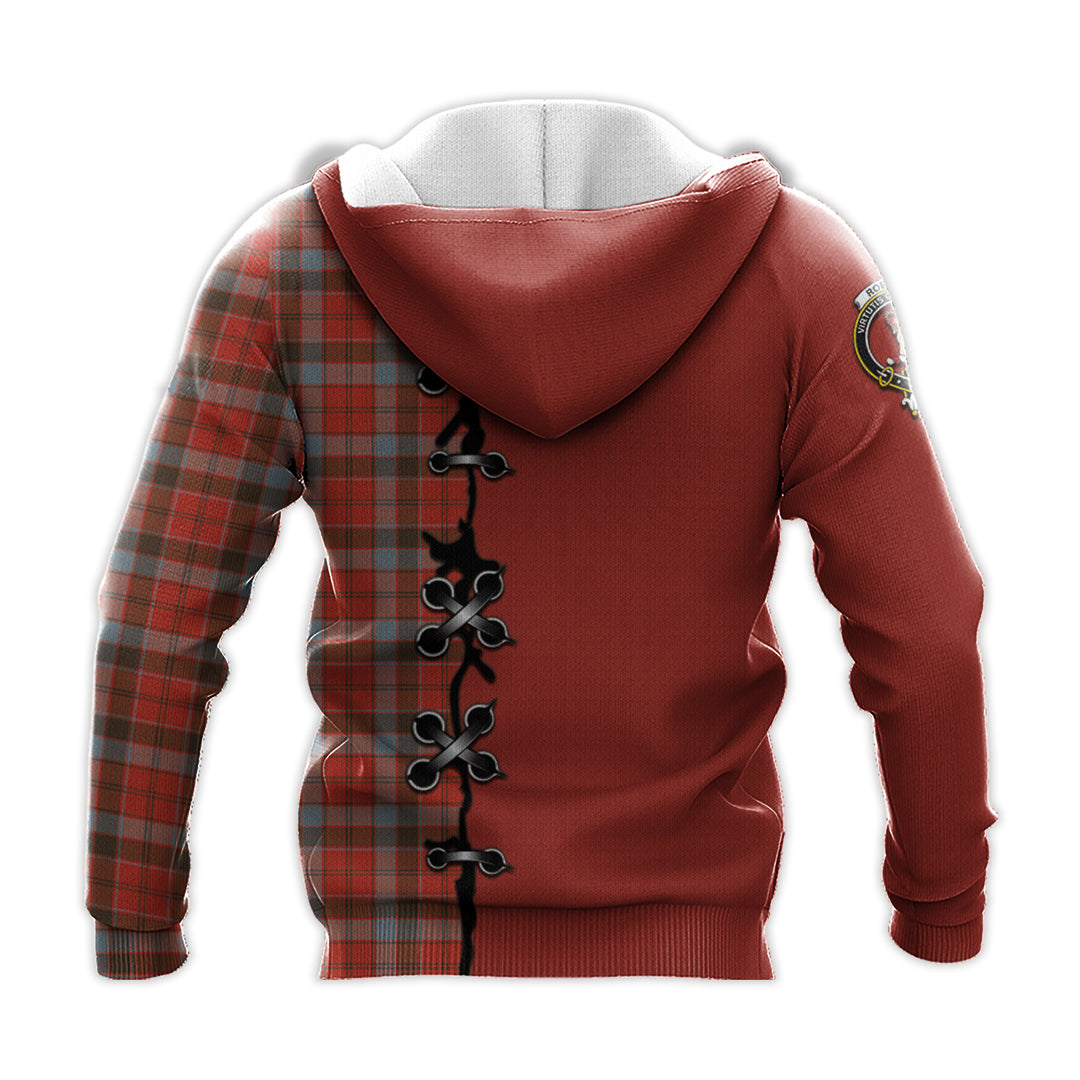 Robertson Weathered Tartan Hoodie - Lion Rampant And Celtic Thistle Style