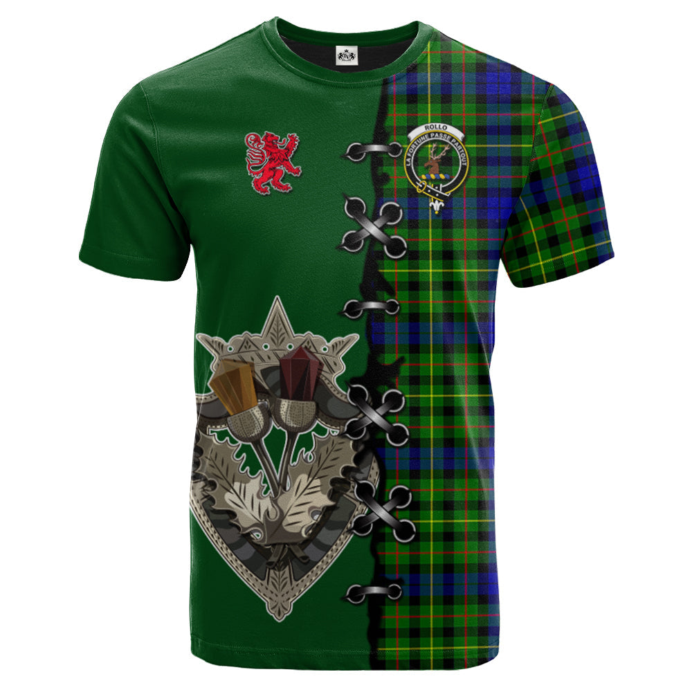 Rollo Modern Tartan T-shirt - Lion Rampant And Celtic Thistle Style