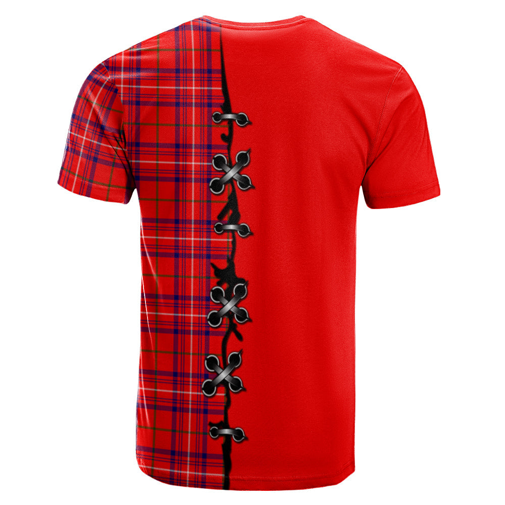 Rose Modern Tartan T-shirt - Lion Rampant And Celtic Thistle Style