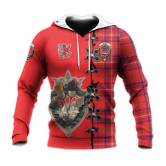 Rose Modern Tartan Hoodie - Lion Rampant And Celtic Thistle Style