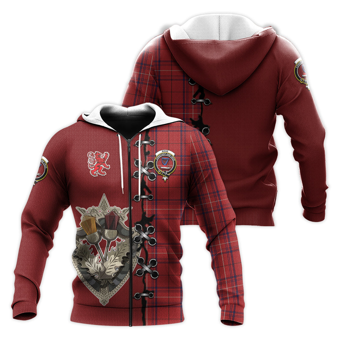 Rose of Kilravock Tartan Hoodie - Lion Rampant And Celtic Thistle Style