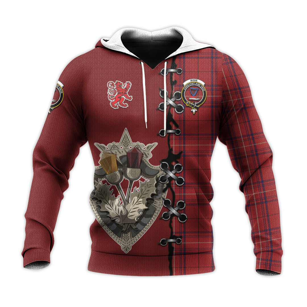 Rose of Kilravock Tartan Hoodie - Lion Rampant And Celtic Thistle Style