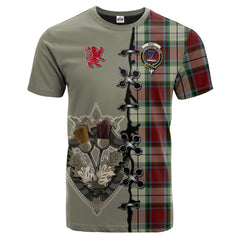 Rose White Dress Tartan T-shirt - Lion Rampant And Celtic Thistle Style