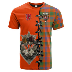 Ross Ancient Tartan T-shirt - Lion Rampant And Celtic Thistle Style