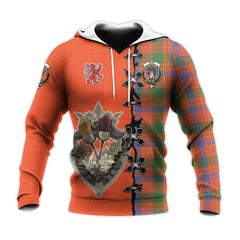 Ross Ancient Tartan Hoodie - Lion Rampant And Celtic Thistle Style