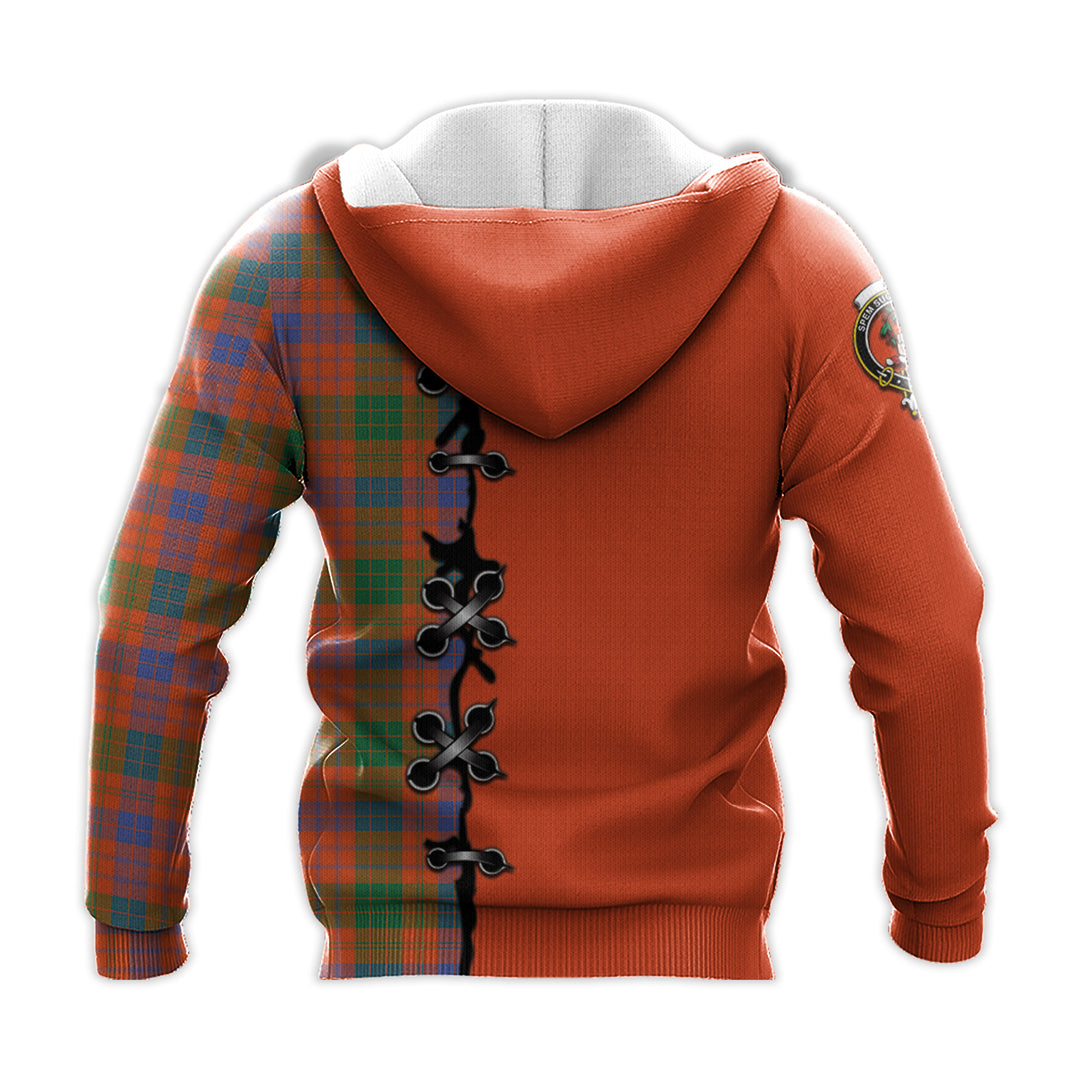 Ross Ancient Tartan Hoodie - Lion Rampant And Celtic Thistle Style