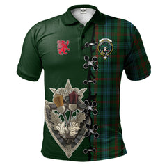 Ross Hunting Tartan Polo Shirt - Lion Rampant And Celtic Thistle Style