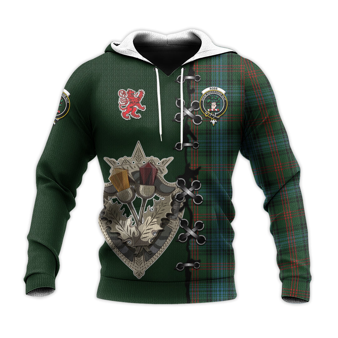 Ross Hunting Tartan Hoodie - Lion Rampant And Celtic Thistle Style